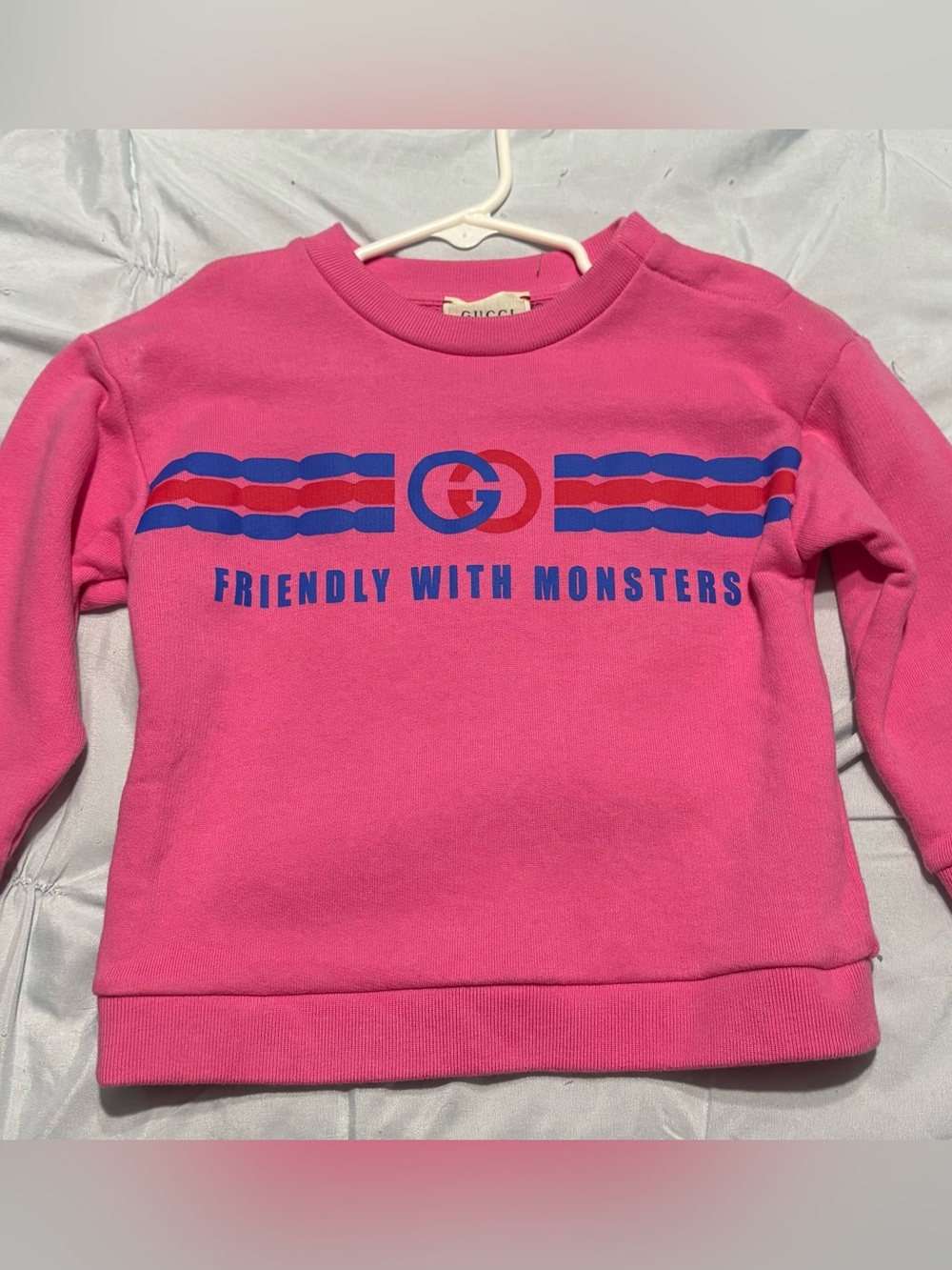 Gucci Pink 'Friendly With Monsters' Logo Sweatshirt